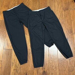 Lot Of 2 Womens Augusta Softball Pants Large Black Button Front Drawstring EUC
